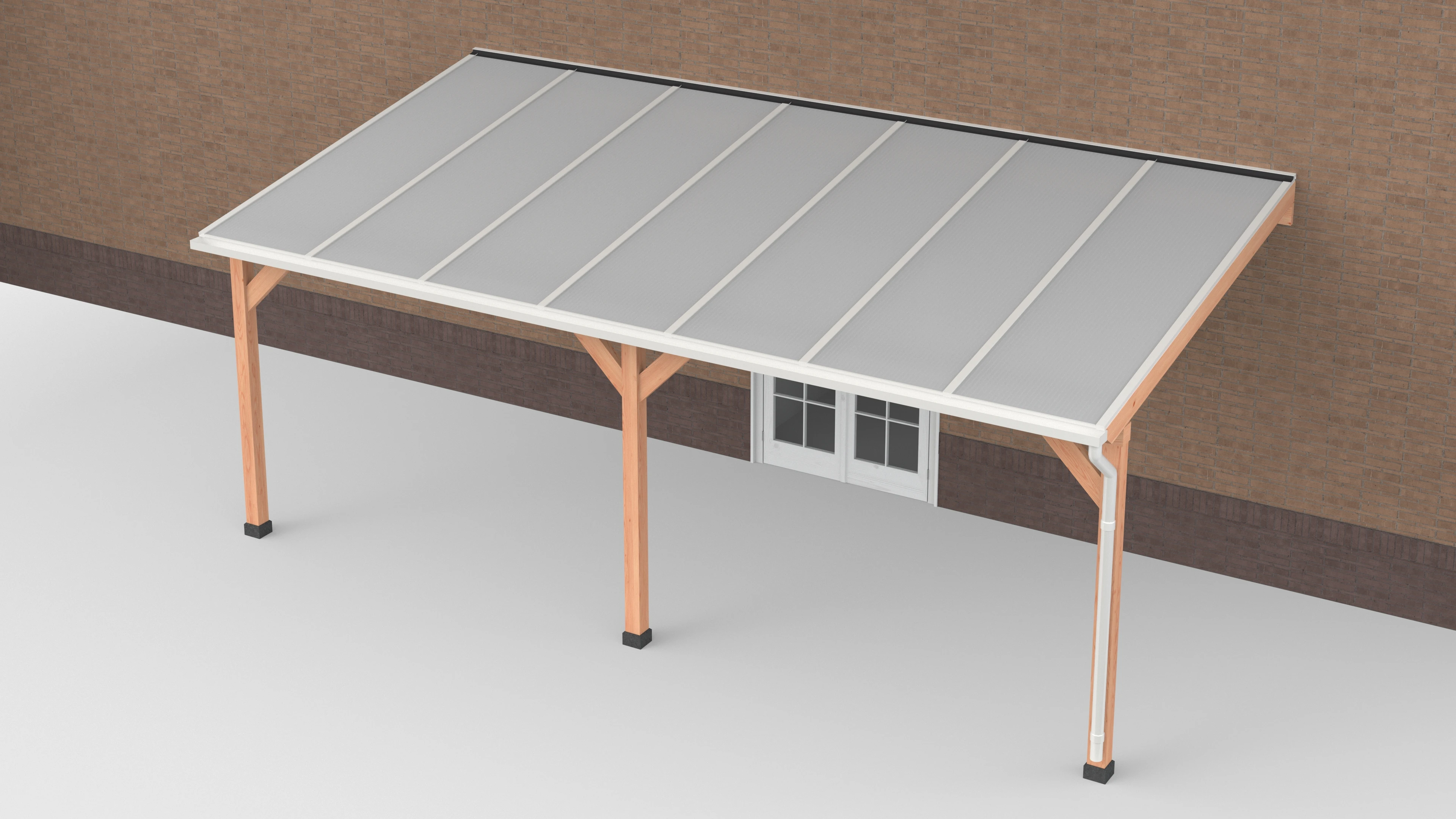 Douglas Terrasoverkapping Geschaafd Wit 700 x 350 cm met Opaal Polycarbonaat Dak - Afbeelding 1
